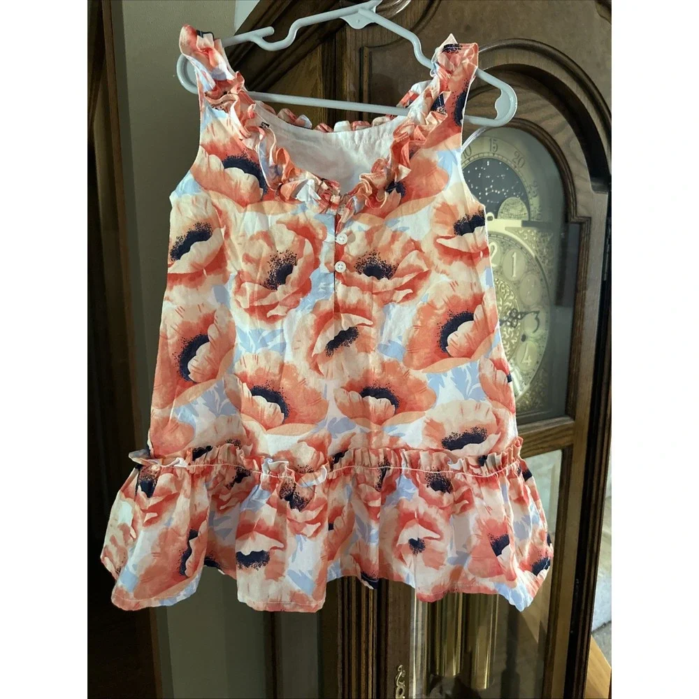 Janie and Jack Bright Mix Poppy Print Ruffle‎ Dress Girls Size 3 GUC